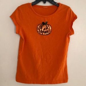 Sequin Pumpkin jersey knit top w/sequin pumpkin! Excellent! preloved! Size 4/5